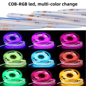 Lampu Strip LED COB RGB 576 LED/<span class=keywords><strong>m</strong></span> Berkualitas Tinggi Kontrol Aplikasi Pintar 12V 24V Tidak Tahan Air untuk Ruang Game Kamar Tidur Dekorasi Rumah - Product Image 5