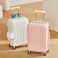 Valise à roulettes ABS de style japonais 20/24 pouces avec interface USB, séparation sec/humide, fermeture éclair anti-explosion et cadenas, pour voyage