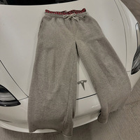 Pantalones de chándal de algodón extragrandes lisos para hombre, de cintura doble y peso pesado