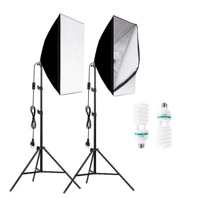 2-pack Camera-ready Photography Light Set Soft Box Stand Bulb Soft Box For Video Production Photo Studio Equipment Lighting Kit