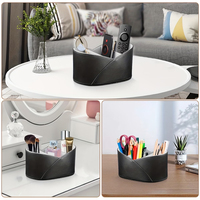 Support de Rangement Personnalisable en Cuir PU Nordique à 3 Compartiments pour Télécommandes, Multi-Usages, pour Bureau, Table de Nuit, Papeterie