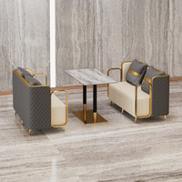 Canapé de restaurant populaire, ensemble table et canapé de café moderne en cuir rembourré et acier inoxydable