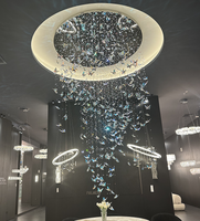 Papillon Cristal LED Lustre Suspension Lampe pour Hôtel Restaurant Lobby Escalier Éclairage Décoratif Longue Forme