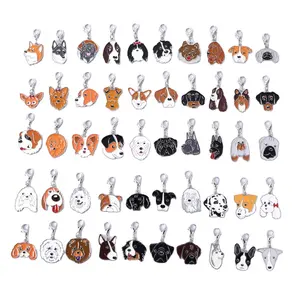 Wholesale Custom 50 Styles In Stock Zinc Alloy Metal Enamel Cute Dog Pendant Charm For Jewelry Making Accessories
