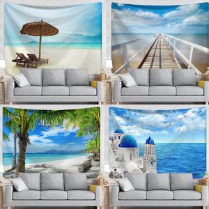 Plage Nature Paysage Série Tenture Murale <span class=keywords><strong>Fond</strong></span> Tissu Serviette Châle Protection Solaire Polyester Tapisseries Cadeau De Vacances - Product Image 6