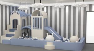 Mini Ticari Kapalı Beyaz ve Pembe Yumuşak Çocuk Oyun Alanı Kaydıraklı Çocuk Oyun Seti Partiler İçin Kapalı Yumuşak Oyun Alanları İçin - Product Image 3