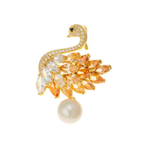 Muyu Swan Brooch Zinc Alloy Claw Setting Women's Party Animal Corsage Jewelry Accessory - Product Image 5