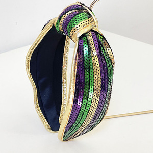 Ngày Độc Lập Mỹ màu xanh và trắng sequin thắt nút Headband lễ hội Vải rộng vành thắt nút sequin hairband Headband - Product Image 4