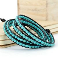 Bracelet en silicone unisexe de style bohème chrétien avec pierre turquoise et design en corde tressée - Cadeau
