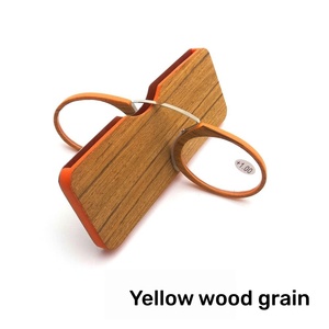 Lunettes de lecture esthétiques à effet bois, style <span class=keywords><strong>pince</strong></span>-<span class=keywords><strong>nez</strong></span>, vintage, rondes, sans monture, avec étui de protection fin en forme de carte - Product Image 2