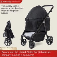 Poussette pliable réglable à 4 roues, imperméable et coupe-vent pour animaux de compagnie (chats et chiens), capacité 30 kg, compatible toutes saisons, pour promenades en voiture
