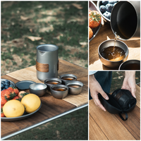Service à thé en titane pur pour l'extérieur, kit de thé portable léger pour le camping, ensemble de tasses à thé pour pique-nique, équipement de préparation du thé