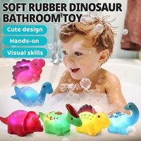 Jouets de bain lumineux pour bébés et tout-petits, animaux en caoutchouc souple flottants, 6 pièces, dinosaures, jouets de bain lumineux
