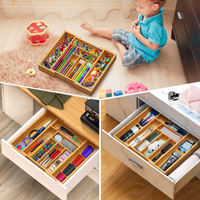 Organizador de Cubiertos y Utensilios de Cocina Multifuncional Expandible de Bambú, Moderno y de Lujo, para Cocina y Sala de Estar