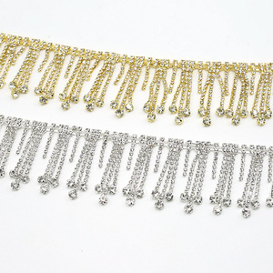 Bling <strong>Tassel</strong> Rhinestone Chain <strong>Trims</strong> for Bridal Wedding Dress Belt Decoration - Product Image 5