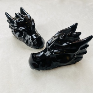 <span class=keywords><strong>Teschi</strong></span> di drago di ossidiana nera di <span class=keywords><strong>roccia</strong></span> di cristallo naturale all'ingrosso per la decorazione - Product Image 6