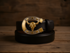 Cinturón de Cuero Vacuno con Hebilla Grande de Calavera de Aleación, Estilo Casual - Product Image 2