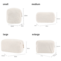 Keymay broderie rose arc vacances cadeau Teddy pochette à fermeture éclair Sherpa peluche maquillage sac stockage organisateur pochette moelleux cosmétique sac