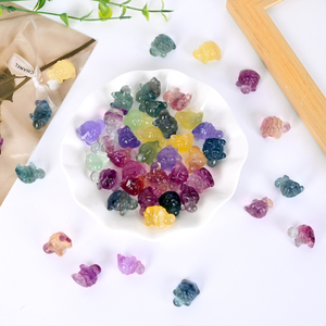 Venta al por Mayor de Mini Esculturas de Cristal Natural, Tortuga de Fluorita Arcoíris para Decoración - Product Image 2