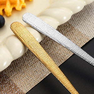 Cuchara de Acero Inoxidable 304, Estilo Coreano, Mango Largo, Cabeza Redonda, Textura Dorada, para Sopa, Uso en Hoteles y Restaurantes - Product Image 3