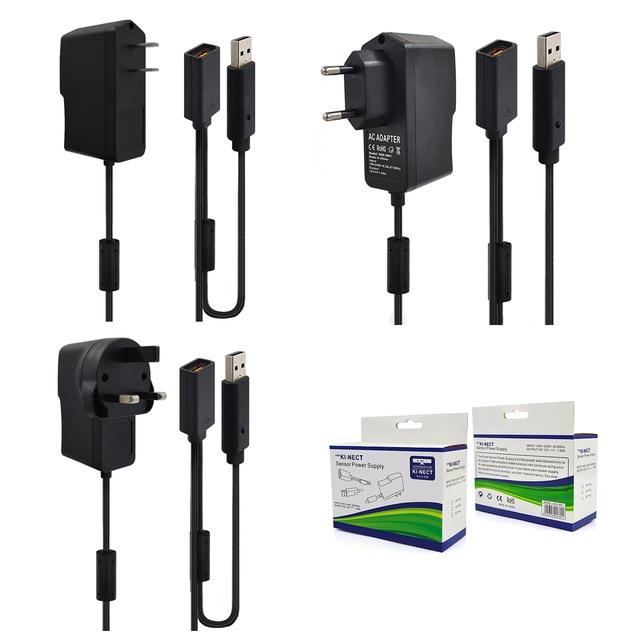 USB AC Power Supply Adapter for Xbox 360E (Black) EU/USA/UK/AU Plug Standards Best Replacement Original AC Power Adapter