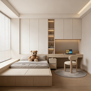 Juego de Dormitorio Tatami Reclinable de Madera Maciza Personalizado con Armario para Apartamento y Hotel, Diseño Moderno - Product Image 1