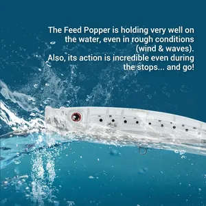 Leurre de pêche flottant Action <span class=keywords><strong>Feed</strong></span> Popper 100mm 120mm 150mm 175mm, Popper de surface, Wobbler, artificiel, pour saumon, eau douce, rivière - Product Image 4