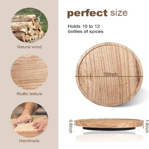 Wooden Rotating <b>Tray</b> Round Solid Wood Spice Storage Kitchen Countertop Condiment Holder Desktop Vase Base Fruit Plate - Product Image 2