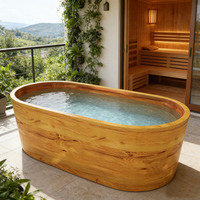 Baignoire à glace autoportante en acier inoxydable 304 à grain de bois moderne, directement de l'usine, pour usage hôtelier, personnalisable ODM