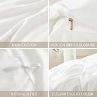 Housse de couette blanche taille Queen 100% coton, ensemble de 3 pièces, housse de couette de luxe en coton égyptien, literie de style hôtel