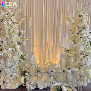 LEDA Weddings Parties Handmade Decoration White Silk <b>Artificial</b> <b>Flower</b> Horn rose Arch for Wedding - Product Image 4
