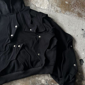 <span class=keywords><strong>Felpa</strong></span> con Cappuccio da Uomo DIZNEW, Personalizzabile, Alta Qualità, Lavaggio Nero, 500 Gsm, Stile Baggy - Product Image 6