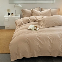 Parure de lit quatre pièces en coton de chanvre Han de classe A, style rétro, non imprimé, pour hôtel et gîte