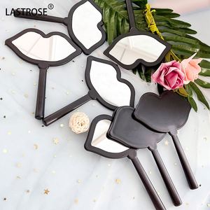 OEM Lip-Shaped Mini <b>Mirror</b> and Private Label Black Pocket Makeup Tool Set Wholesale <b>Small</b> Squared Eyelash Tweezers - Product Image 2