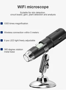 ALEEZI mikroskop optik elektrik, perbesaran 1000X bisa disesuaikan WiFi Digital dengan 8 LED untuk deteksi ponsel IOS Android 314