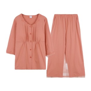 PJ-1457 Elegante Pijama Holgado con Cuello de Encaje, 100% Algodón, Ropa de Dormir Informal para Mujer, Primavera-Otoño - Product Image 5