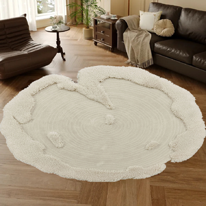 Tapis rond blanc 3D de style minimaliste moderne, petit tapis en laine texturé de haute qualité pour le salon et la décoration intérieure. - Product Image 1