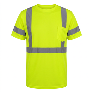 Camiseta de Trabajo con Cinta Reflectante y Bolsillo en el Pecho, Logotipo Personalizado, Camiseta de Alto Rendimiento y Alta Visibilidad - Product Image 1