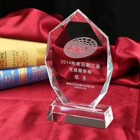Logo personnalisé MH-JB0046 en forme de flamme de verre clair, Plaque de cristal, trophée de remise de prix