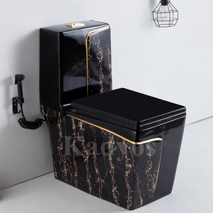 KD-19CTD Fancy hình vuông gốm Modular nhà vệ sinh và phòng tắm phong cách phương Tây màu đen đá cẩm thạch thiết kế một mảnh Nước Tủ quần áo - Product Image 4