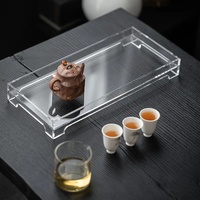 Plateau de service et de rangement en acrylique transparent avec design de table de préparation pour organiser les services à thé et les accessoires, fabriqué en Chine
