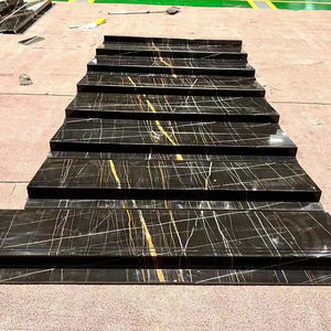 Mur d'accentuation intérieur en marbre poli noir et or Lauren de qualité supérieure TMZ Stone, style design moderne, pour hôtels et villas de luxe OEM/ODM - Product Image 5