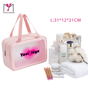 Sac cosmétique transparent portable MUYANG en gros, tailles L, M, S, avec impression de logo personnalisé, en polyéthylène - Product Image 4