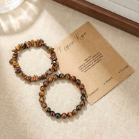 Pulsera de Moda al por Mayor, Pulsera Hecha a Mano con Cuentas de Piedra Natural, Pulsera de Piedra Triturada de Cristal Irregular, Juego de 2 Piezas, Joyería
