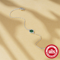Bracelet diamant malachite rond en argent sterling S925 classique pour femmes filles