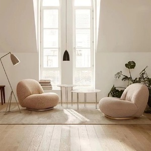 Sillón <span class=keywords><strong>Pacha</strong></span> Giratorio 360 Grados de Felpa Teddy, Color Blanco Crema, Sofá Individual para Hogar, <span class=keywords><strong>Hotel</strong></span>, B&B, Sala de Estar - Product Image 2