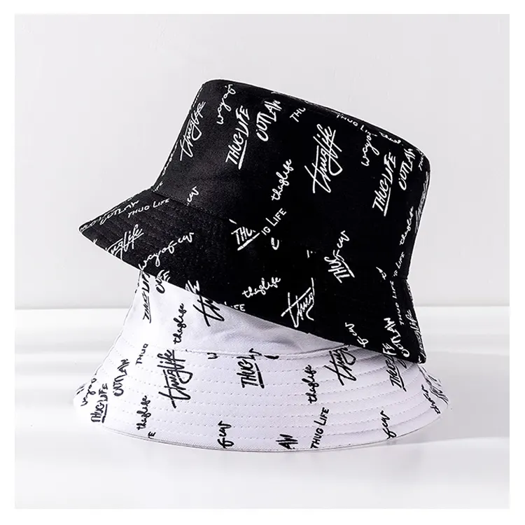 Venta al por mayor personalizado pescador sombrero de cubo diseño algodón verano bordado Logo Reversible cubo gorras sombreros