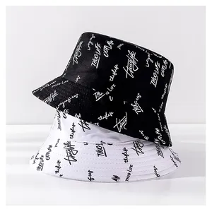 Vente en gros Chapeau seau de pêcheur personnalisé Design Coton Été Broderie Logo Casquettes seau réversibles Chapeaux