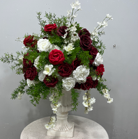 M-FB18 Magnifique Boule de Fleurs Artificielle en Soie Rose et Blanche de 50 cm pour Décoration de Centre de Table de Mariage