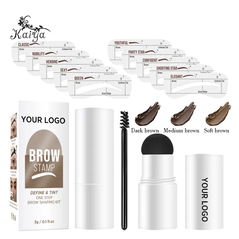 Stay Put All Day Long Wear Vegan Makeup Pomade Black Tint Shaping One Step Eye Brow Stamp Stencil Kit Eyebrow Stamp